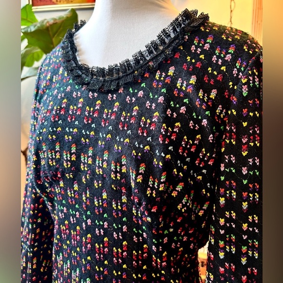 60s/70s Rainbow Boucle Knit Dress - Picture 3 of 8